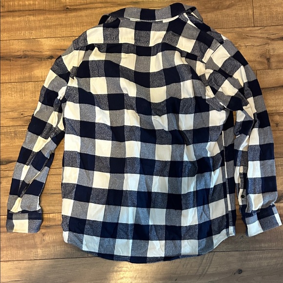 L.L. Bean Navy and White Plaid Men's Flannel - Picture 3 of 4
